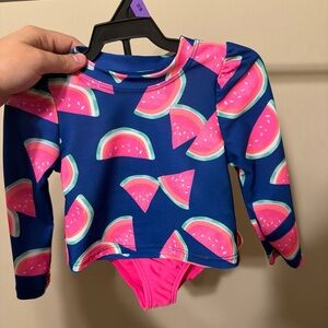 Wonder Nation Blue and Pink Watermelon Rashguard